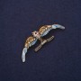 Swallow Brooch enamel rhinestones colour yellow blue 54x18mm gold-tone metal