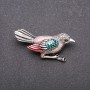 Brooch Bird Titmouse with grey tail grey metal 47×22mm