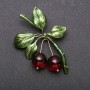 Cherries Brooch Yellow Metal 55x43mm