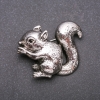 Squirrel Brooch, Grey Enamel, Silver-Tone Metal, 37x48mm