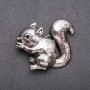 Squirrel Brooch, Grey Enamel, Silver-Tone Metal, 37x48mm