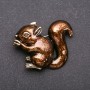 Squirrel Brooch, Brown Enamel, Gold-Tone Metal, 48x38mm