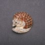 Coati Brooch with Brown and White Rhinestones Yellow Metal 33x35mm