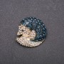Coati Brooch with Blue and White Rhinestones Yellow Metal 33x35mm