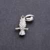 Toucan Bird Brooch White Rhinestones 32x20mm White Metal