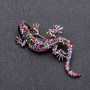 Lizard Brooch multicoloured rhinestones 62x28mm, grey metal