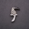 Toucan Bird Brooch with White Rhinestones, Black Beak, 38x23mm, Grey Metal