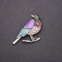Brooch Bird Blue Tit rhinestones "petrol" 33x33mm grey metal