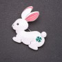 Bunny Brooch, White Enamel, 44x47mm, Grey Metal