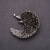 Pangolin Brooch with Green Rhinestones 43x43mm, Grey Metal