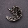 Pangolin Brooch with Green Rhinestones 43x43mm, Grey Metal