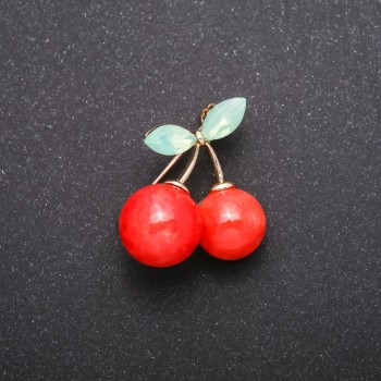 Cherries Brooch "Gold" Colour Metal 30x25mm