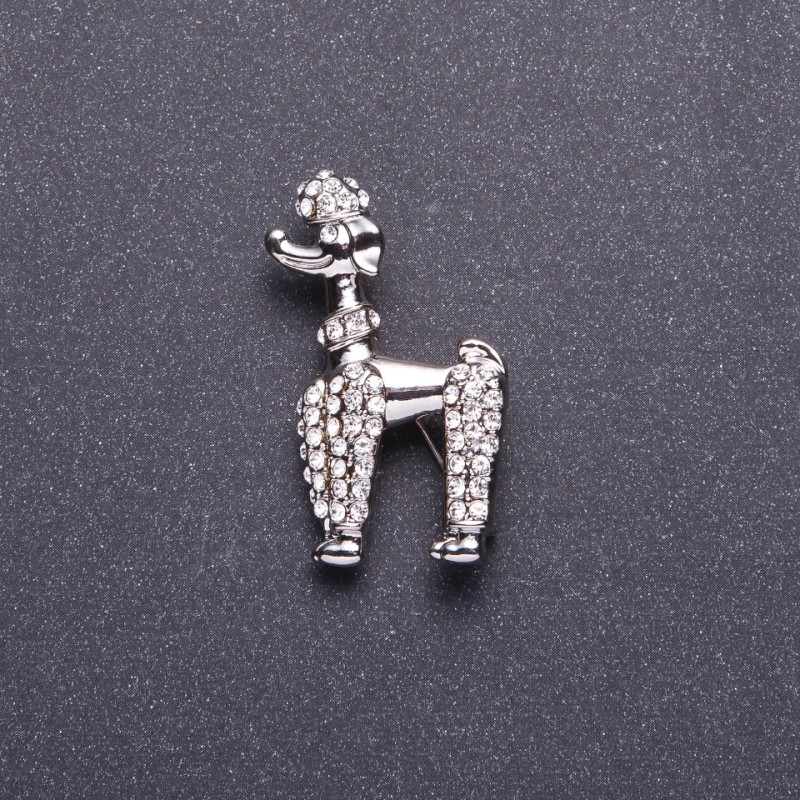 Royal Poodle Brooch, Silver-Tone Metal 4x2.5cm