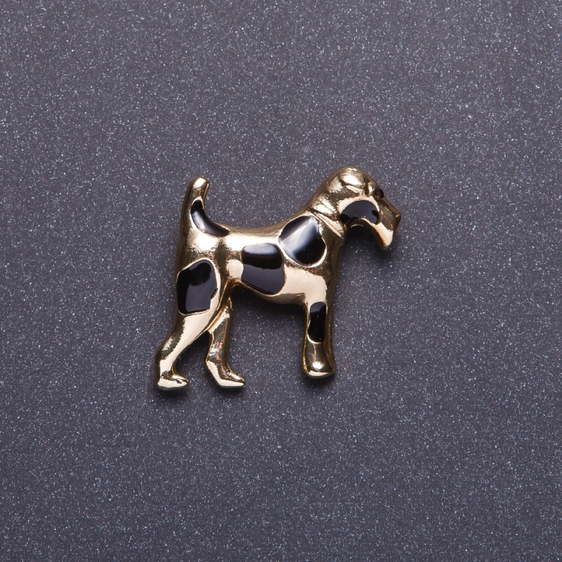 Terrier Brooch, Gold-Tone Metal, 3.5x3cm