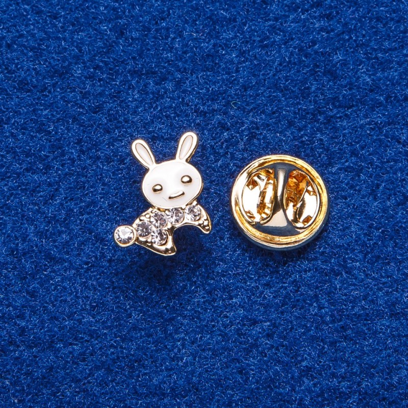 "Bunny" Screw-Back Brooch 1.4x1.2cm, Gold-Tone Metal