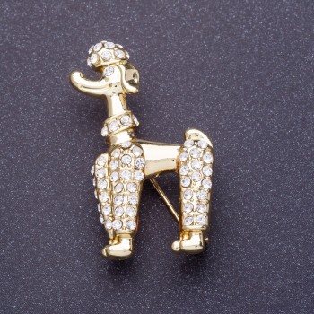 "Royal Poodle" Brooch 2x4cm, Lemon Gold-Tone Metal