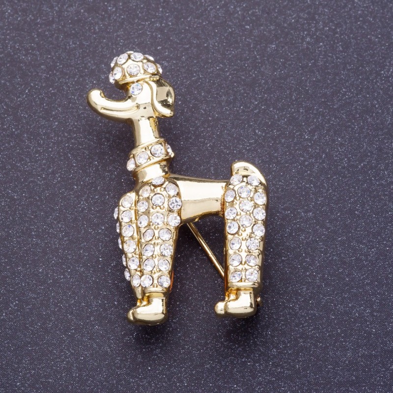 "Royal Poodle" Brooch 2x4cm, Lemon Gold-Tone Metal
