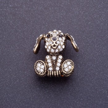 Brooch "Diamond Puppy" 2.5cm, metal colour blackened gold