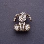 Brooch "Diamond Puppy" 2.5cm, metal colour blackened gold