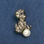 Brooch "Puppy with a Ball" 3.5x2cm, metal colour blackened gold