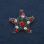 Accent Brooch, Multicoloured Rhinestones, Silver-Tone Metal, 5cm +/-