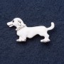 Brooch "Albino Dachshund" 4x2cm, rhinestones, white enamel, grey metal