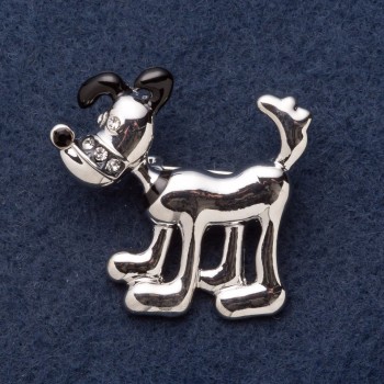 Brooch "Pluto the Dog" 3.5x4cm, grey metal