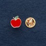 Little Apple Screw-Back Brooch, 1.5x1cm, Yellow-Tone Metal