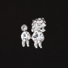 Mini brooch "Royal Poodle" with rhinestones, metal colour "silver" 1.5cm