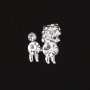 Mini brooch "Royal Poodle" with rhinestones, metal colour "silver" 1.5cm