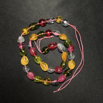 Assorted Tinted Glass Beads, Tumbled, Diameter 12x8mm+/-, Length 40cm+/- on a String