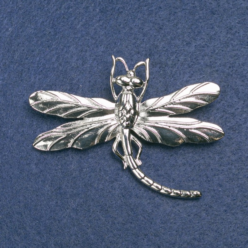 Dragonfly Brooch, Silver-Tone Metal, 75x55mm +