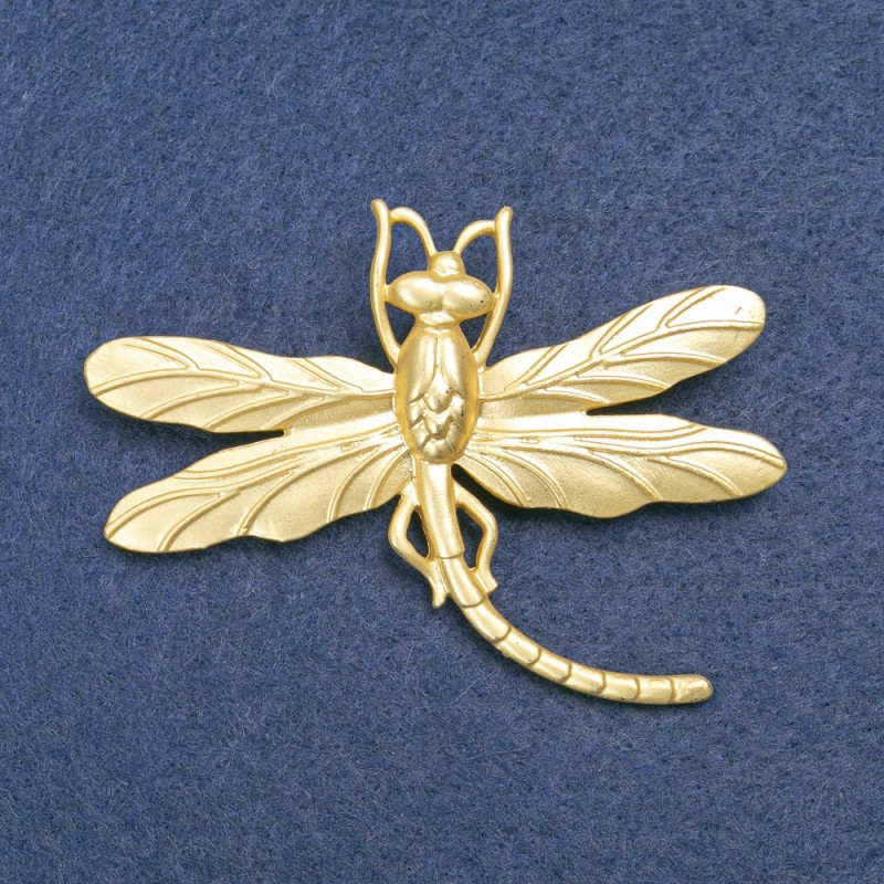 Dragonfly Brooch, Gold-Tone Metal, 75x55mm +