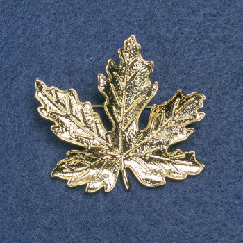 Maple Leaf Brooch, Gold-Tone Metal, 42x47mm +