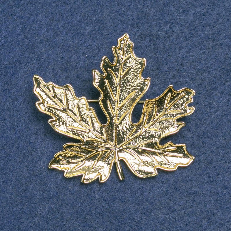 Maple Leaf Brooch, Gold-Tone Metal, 42x47mm +