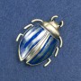Beetle Brooch, Dark Gold-Tone Metal, Blue Enamel and Black Rhinestones 58x24mm +