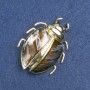 Beetle Brooch, Gold-Tone Metal, Brown Enamel and Black Rhinestones 58x24mm +