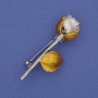 Rose Brooch White and Yellow Enamel Gold-Tone Metal 42x16mm
