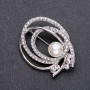 Pearl Brooch, White Silver Metal Colour, 57x30mm
