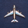 "Aeroplane" Brooch, White and Blue Enamel, Gold-Tone Metal 4x5cm