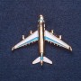 "Aeroplane" Brooch, White and Blue Enamel, Gold-Tone Metal 4x5cm