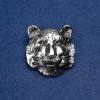 Tiger Brooch Silver-Tone Metal and Black Rhinestones 35mm +