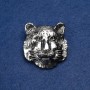 Tiger Brooch Silver-Tone Metal and Black Rhinestones 35mm +