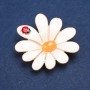 Daisy Amber (Imitation) Brooch Gold-Tone Metal and Enamel 50x54mm +