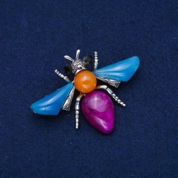 Butterfly Brooch, Silver-Tone Metal, 47x62mm +