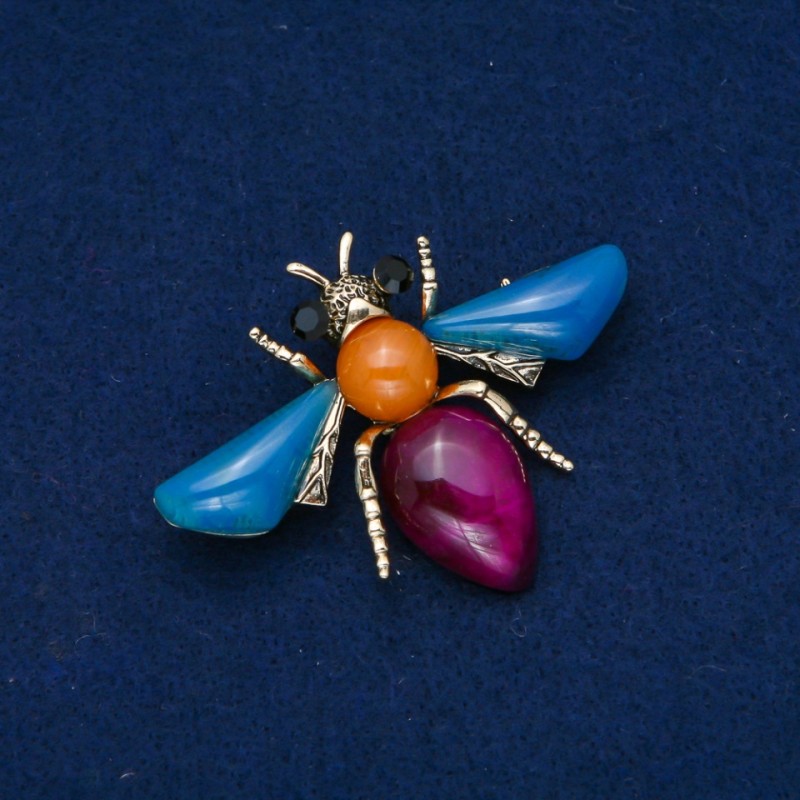 Golden Butterfly Brooch, Gold-Tone Metal, 47x62mm +