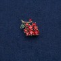 Grape Brooch-Pendant, gold-tone metal with red stones 29x20mm +