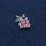 Grape Brooch-Pendant, Silver-Tone Metal with Pink Stones 29x20mm +