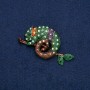 Chameleon Brooch Gold-Tone Metal with Petrol Rhinestones 63x35mm +