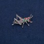 Grasshopper Brooch Silver-Tone Metal with Multicoloured Rhinestones 42x26mm +